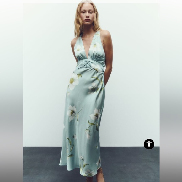 Zara Dresses & Skirts - Zara Floral Print Satin Effect Dress size Small